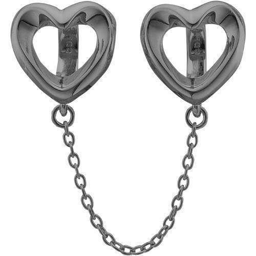 Image of Safety Hearts sort oxideret sølv Collect armbånds ring charm smykke fra Christina Collect